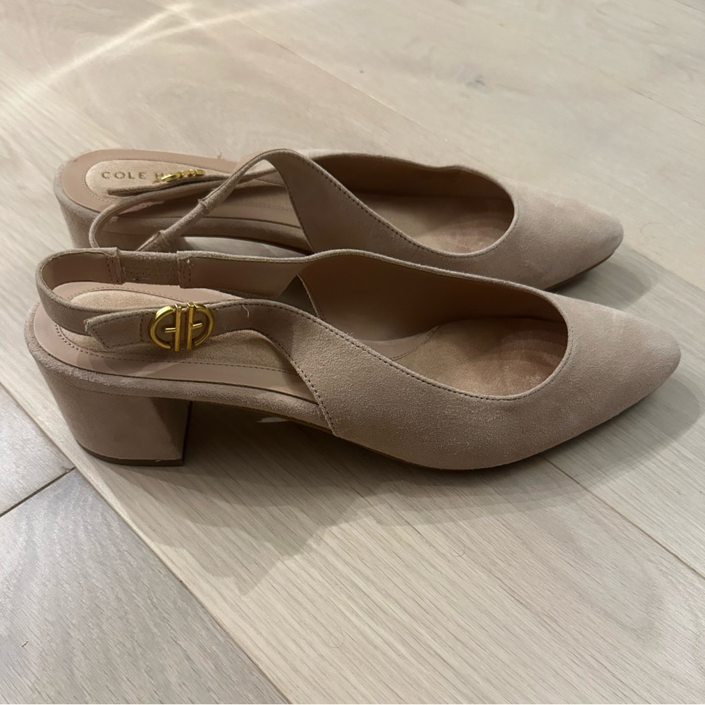 Cole Haan Tan Suede Block Heels